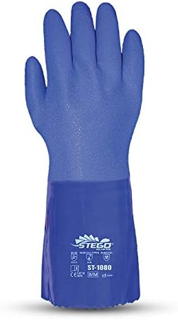Stego Gloves St-1080 Chemical Resistant (Size: 9/L, PVC Dipped with 100% cotton lining) (Large)