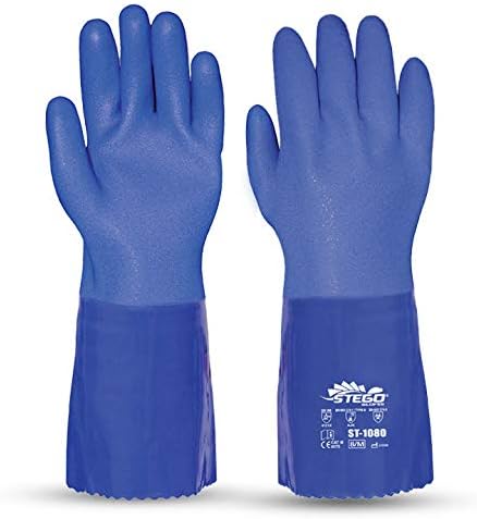 Stego Gloves St-1080 Chemical Resistant (Size: 9/L, PVC Dipped with 100% cotton lining) (Large)