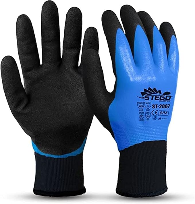 Stego Gloves ST-2067 Cold Protection Nitri-Max Thermo | Nitrile Coating Washable | for Protection from Oils, Liquids, or Water Penetration (Medium)
